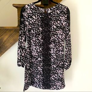 Xhilaration Shift Dress in Black Lace and Leopard Print
